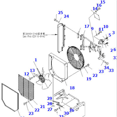 419-03-33242 موتور فن WA320-5 رادیاتور فن موتور 419-03-33242 برای کوماتسو